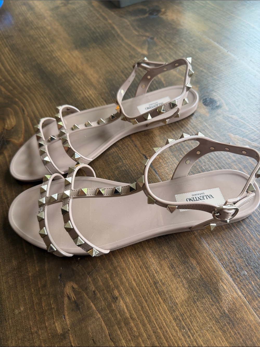 Valentino Jelly Nude Rockstud T-Strap Sandals 40 - Picture 2 of 5